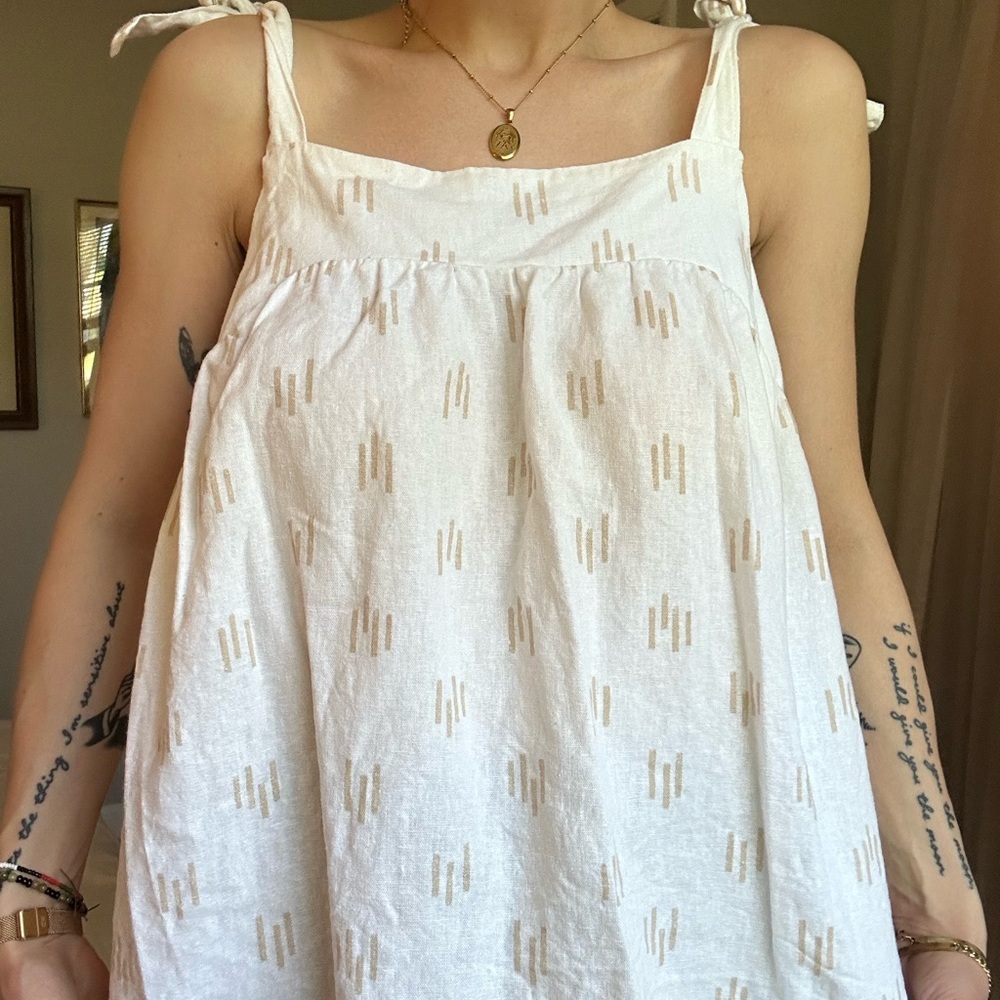 Sonoma Linen Blend Adjustable Strap White Women's Tank Top